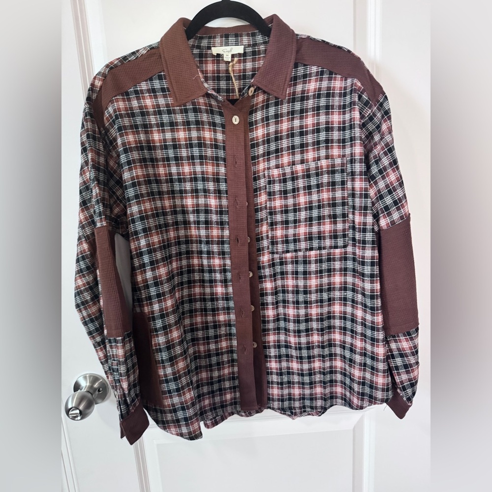 NWT-Easel Red and Black Plaid Shirt-Medium